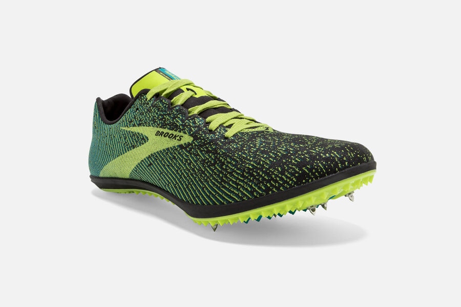 Brooks Mach 19 Spikes Loopschoenen Heren - Zwart/Groen - 459230TFQ